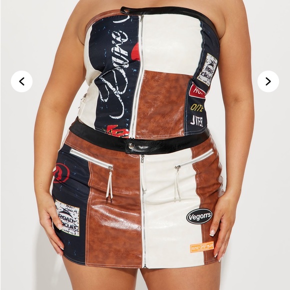 NWT Fashion Nova Over The Top Faux Leather Skirt Set - Picture 3 of 7